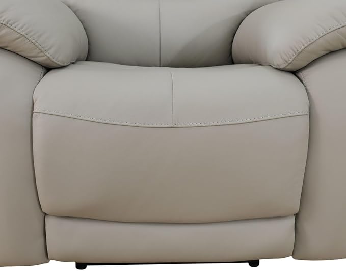 Electric Power Recliner Loveseat Genuine Breathing Leather Recliner Couch 2-Seater, Comfy Wide Lazy Top Grain Leather Sofa with USB Port, Center Console, Cup Holders (Grey, Two Seater Loveseat)