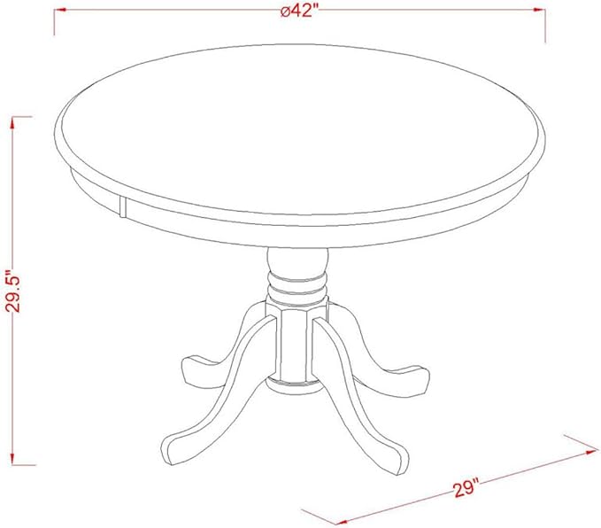 East West Furniture HLNO3-BCH-W 3 Piece Kitchen Table & Chairs Set Contains a Round Dining Room Table with Pedestal and 2 Dining Chairs, 42x42 Inch, Black & Cherry