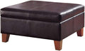 Homepop Home Decor |K2380-E155 | Luxury Large Faux Leather Square Storage Ottoman | Ottoman with Storage for Living Room & Bedroom, Distressed Brown