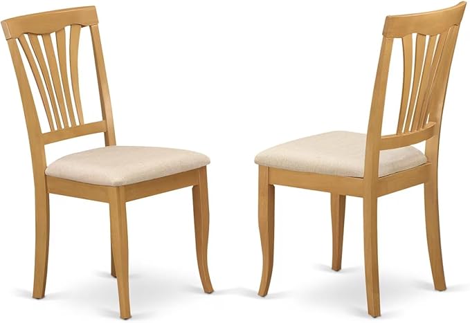 East West Furniture ANAV3-OAK-C 3 Piece Dining Room Table Set Contains a Round Wooden Table with Pedestal and 2 Linen Fabric Kitchen Dining Chairs, 36x36 Inch, Oak
