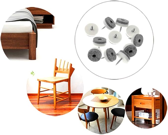 ALIMITOPIA 40pcs Screw-on Furniture Felt Pad Chair Glide Slider Hardwood Floor Protector for Wooden Leg Feet of Chair Table Furniture(Φ20mm or 0.8";White)