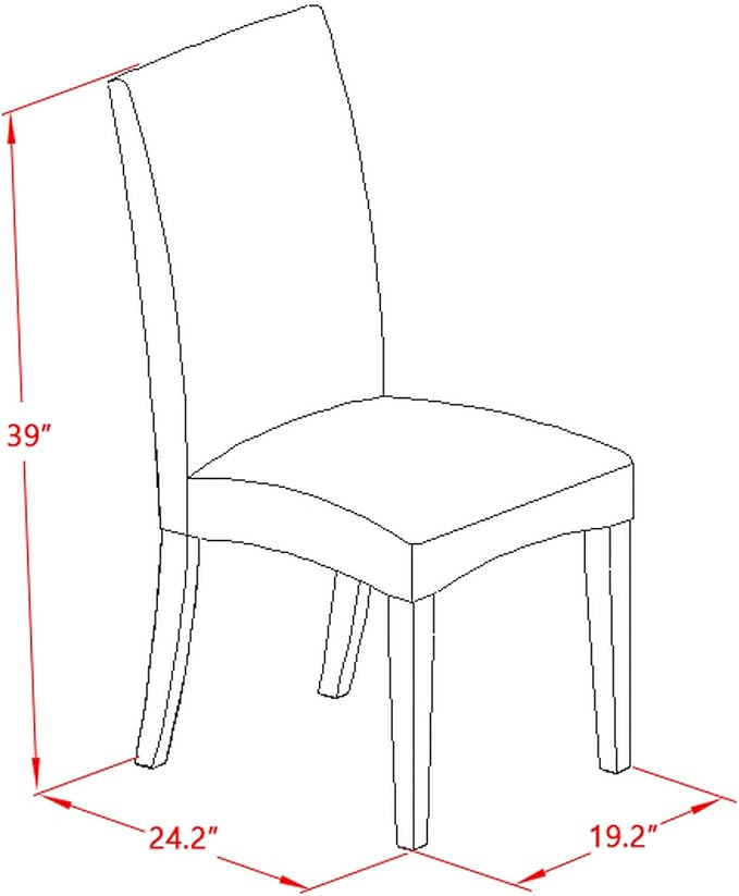 East West Furniture V696DR124-7 7 Piece Dining Table Set Consist of a Rectangle Dining Room Table with V-Legs and 6 Black Color Linen Fabric Upholstered Chairs, 36x60 Inch, Multi-Color