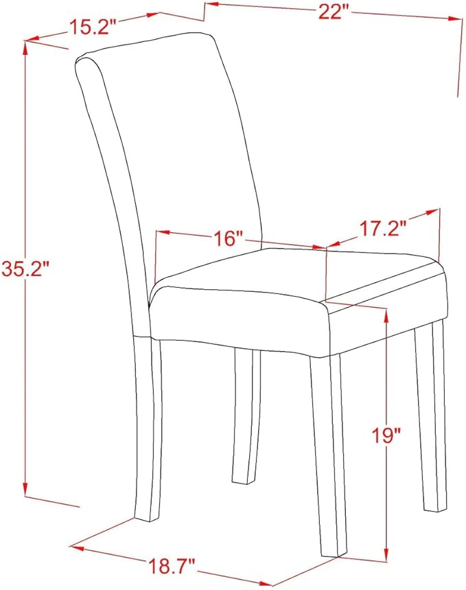 East West Furniture DUAB5-BLK-61 5 Piece Dining Table Set for 4 Includes a Rectangle Kitchen Table and 4 Baked Bean Faux Leather Parsons Dining Chairs, 36x60 Inch, Black