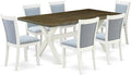 East West Furniture X077MZ015-7 7 Piece Dining Room Table Set Consist of a Rectangle Kitchen Table with X-Legs and 6 Baby Blue Linen Fabric Parson Dining Chairs, 40x72 Inch, Multi-Color