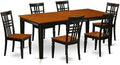 East West Furniture QULG7-BCH-W 7 Piece Dining Room Furniture Set Consist of a Rectangle Kitchen Table with Butterfly Leaf and 6 Dining Chairs, 40x78 Inch, Black & Cherry