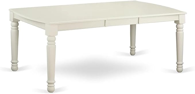 East West Furniture LGDA5-LWH-12 5 Piece Dinette Set Contains a Rectangle Kitchen Table with Butterfly Leaf and 4 Polyester Fabric Upholstered Chairs, Linen White