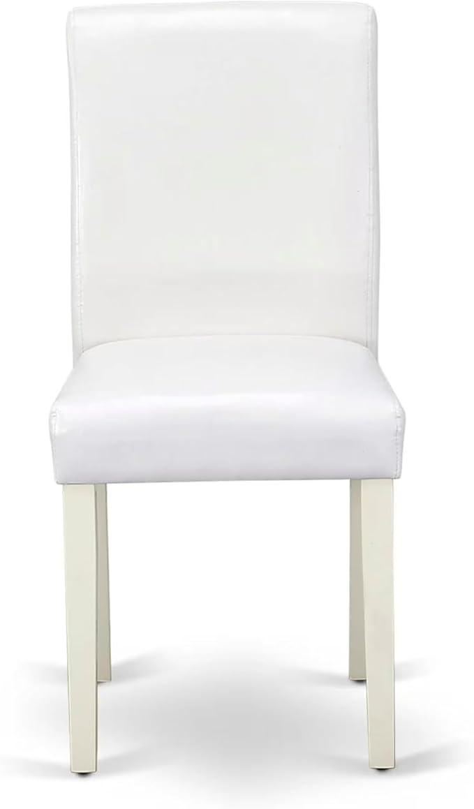 East West Furniture V077AB264-5 5 Piece Dinette Set for 4 Includes a Rectangle Dining Table with V-Legs and 4 White Faux Leather Parson Dining Room Chairs, 40x72 Inch, Multi-Color