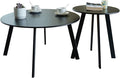 Patio Coffee Table Set of 2, Outdoor Weather Resistant End Table, Round Nesting Tables for Living Room Balcony Office,Black