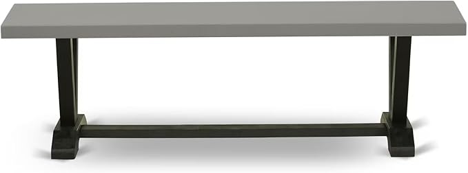 East West Furniture V696DR124-6 6 Piece Kitchen Table Set Contains a Rectangle Dining Table with V-Legs and 4 Black Color Linen Fabric Parson Chairs with a Bench, 36x60 Inch, Multi-Color