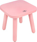 BEE&OAK Wooden Step Stools for Adults, Solid Rubber Wood Non-Slip Step Foot Stool, Heavy Duty 300 lbs One Step Stool for Bedroom, Bathroom, Kitchen (Pink, 9.25" (D) x 9.25"(W) x 8.86"(H))