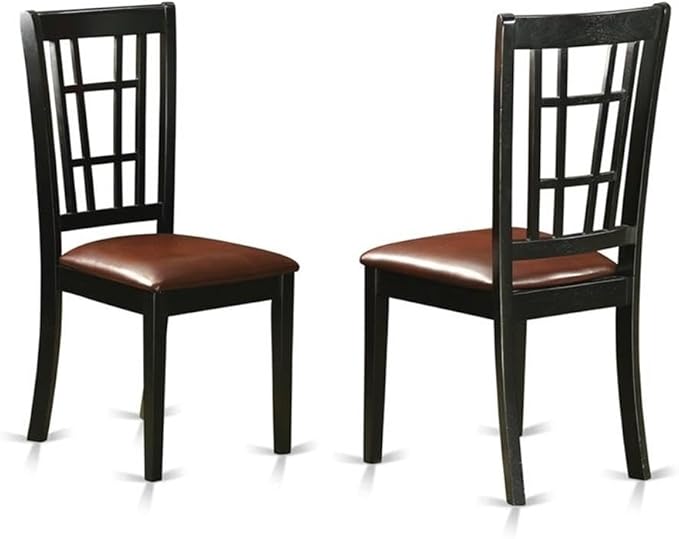 East West Furniture LGNI9-BLK-LC 9 Piece Kitchen Table & Chairs Set Includes a Rectangle Dining Room Table with Butterfly Leaf and 8 Faux Leather Upholstered Chairs, 42x84 Inch, Black