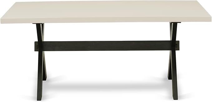 East West Furniture X627MZ650-6 6 Piece Dining Table Set Contains a Rectangle Kitchen Table and 4 Dark Gotham Grey Linen Fabric Parson Chairs with a Bench, 40x72 Inch, Multi-Color