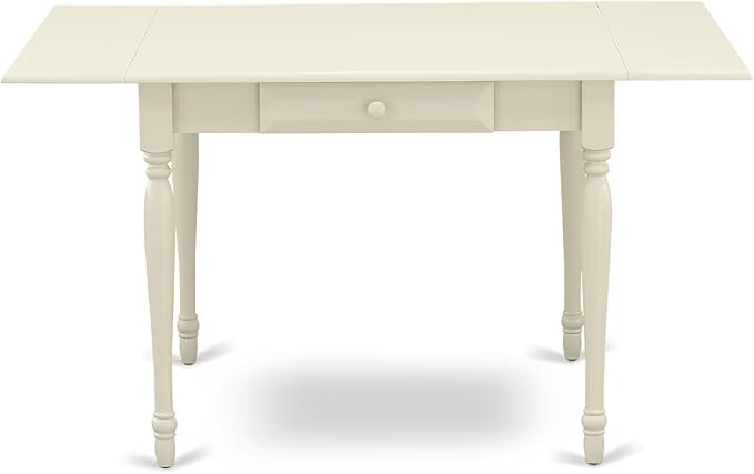 East West Furniture MZCL5-LWH-W 5 Piece Dinette Set for 4 Includes a Rectangle Dining Room Table with Dropleaf and 4 Dining Chairs, 36x54 Inch, Linen White