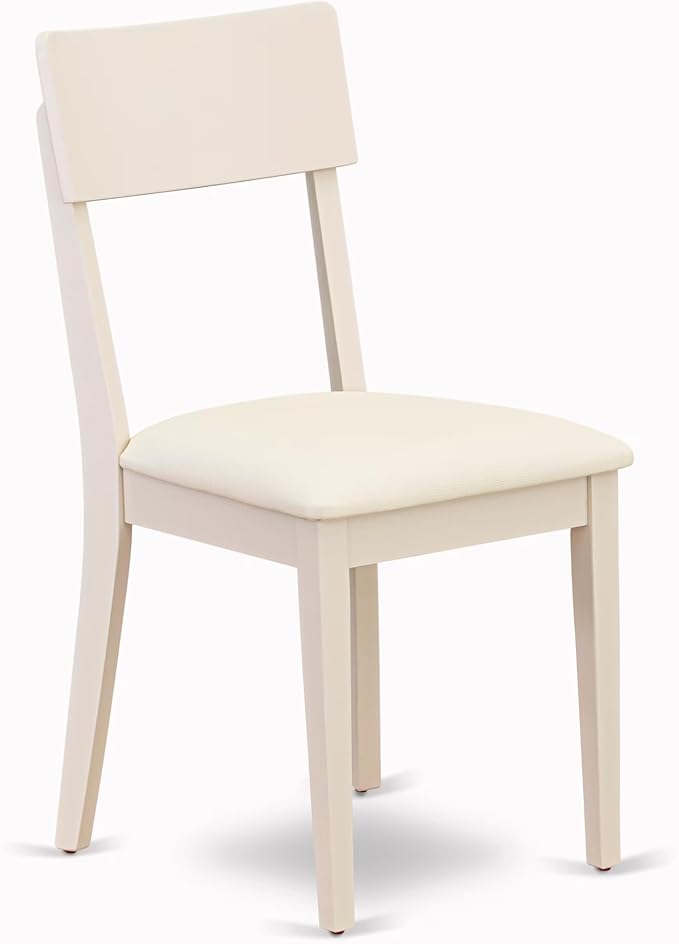 East West Furniture CAAD5C-LWH-LC 5 Piece Kitchen Table Set for 4 Includes a Rectangle Dining Room Table and 2 Faux Leather Dining Chairs with 2 Benches, 36x60 Inch, Linen White