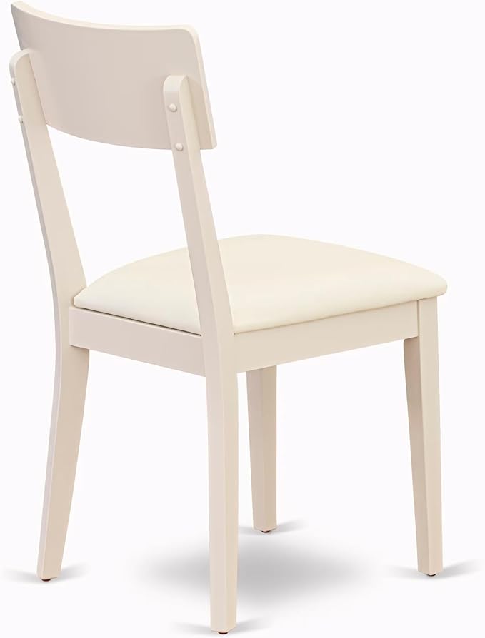 East West Furniture CAAD5C-LWH-LC 5 Piece Kitchen Table Set for 4 Includes a Rectangle Dining Room Table and 2 Faux Leather Dining Chairs with 2 Benches, 36x60 Inch, Linen White