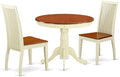 East West Furniture ANIP3-BMK-W 3 Piece Dining Set Contains a Round Dining Room Table with Pedestal and 2 Wood Seat Chairs, 36x36 Inch, Buttermilk & Cherry
