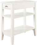 Convenience Concepts American Heritage Chairside End Table with Drawer 23.5" - Classic Living Room Table with Storage Shelf, Bedroom Nightstand, White