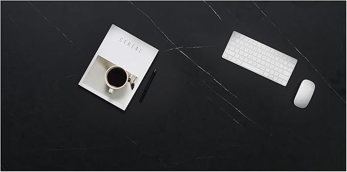 Kaboon Universal Tabletop40 x18, Solid One-Piece Melamine Table Top, Double L-Desk Floating Desk DIY, Home and Office,Cloud Atlas/Black Marble