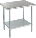 ROCKPOINT Stainless Steel Table for Prep & Work 30x36 Inches, NSF Metal Commercial Kitchen Heavy Duty Table with Adjustable Under Shelf and Table Foot for Restaurant, Home and Hotel