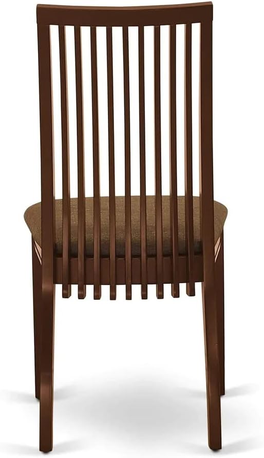 East West Furniture HBIP5-MAH-C 5 Piece Dinette Set for 4 Includes a Round Dining Room Table with Pedestal and 4 Linen Fabric Upholstered Dining Chairs, 42x42 Inch, Mahogany