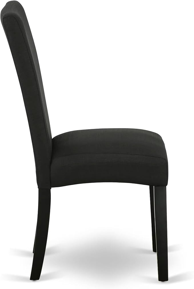 East West Furniture V626DR124-7 7 Piece Dining Set Consist of a Rectangle Dining Room Table with V-Legs and 6 Black Color Linen Fabric Upholstered Chairs, 36x60 Inch, Multi-Color