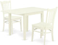 East West Furniture NDGR3-LWH-W 3 Piece Dining Set Contains a Rectangle Dining Room Table with Dropleaf and 2 Kitchen Chairs, 30x48 Inch, Linen White