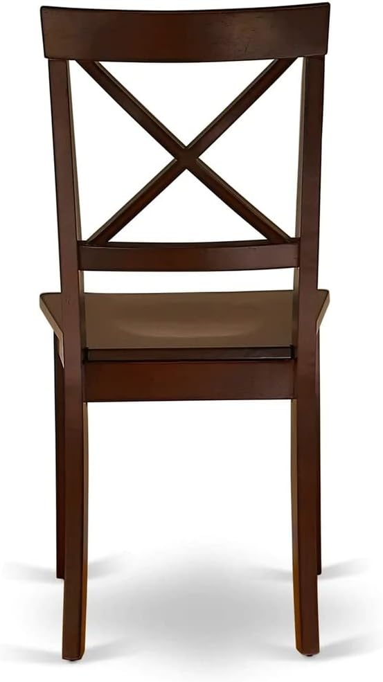 East West Furniture HBBO3-MAH-W 3 Piece Dining Room Table Set Contains a Round Kitchen Table with Pedestal and 2 Dining Chairs, 42x42 Inch, Mahogany