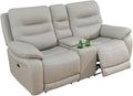 Electric Power Recliner Loveseat Genuine Breathing Leather Recliner Couch 2-Seater, Comfy Wide Lazy Top Grain Leather Sofa with USB Port, Center Console, Cup Holders (Grey, Two Seater Loveseat)