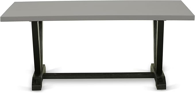 East West Furniture V697EL635-6 6 Piece Dining Table Set Contains a Rectangle Dining Room Table with V-Legs and 4 Doeskin Linen Fabric Parson Chairs with a Bench, 40x72 Inch, Multi-Color