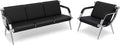 wonline 4 Seat Waiting Room Chair with Armrest PU Leather Office Furniture, Office Guest Seating Lobby Conference Reception Chairs for Airport Clinic Hospital Bank Salon Barber(Black)