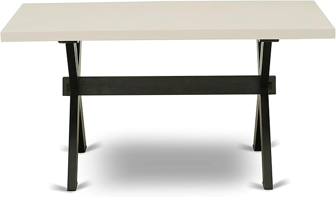 East West Furniture X626DR124-5 5 Piece Dining Room Furniture Set Includes a Rectangle Dining Table with X-Legs and 4 Black Color Linen Fabric Upholstered Chairs, 36x60 Inch, Multi-Color