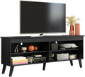 Madesa TV Stand Unit with 4 Shelves and Cable Management for 55, 65 Inch Media 1 Storage Gaming Media Console Living Room and Bedroom Entertainment Center Modern Wooden Television Cabinet - Black