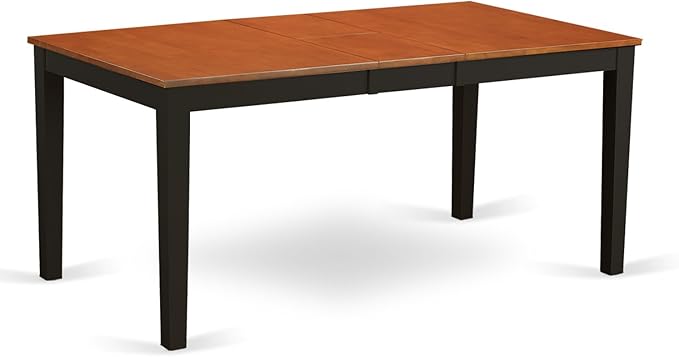 East West Furniture NIQU6-BCH-W 6 Piece Dining Room Table Set Contains a Rectangle Kitchen Table with Butterfly Leaf and 4 Dining Chairs with a Bench, 36x66 Inch, Black & Cherry