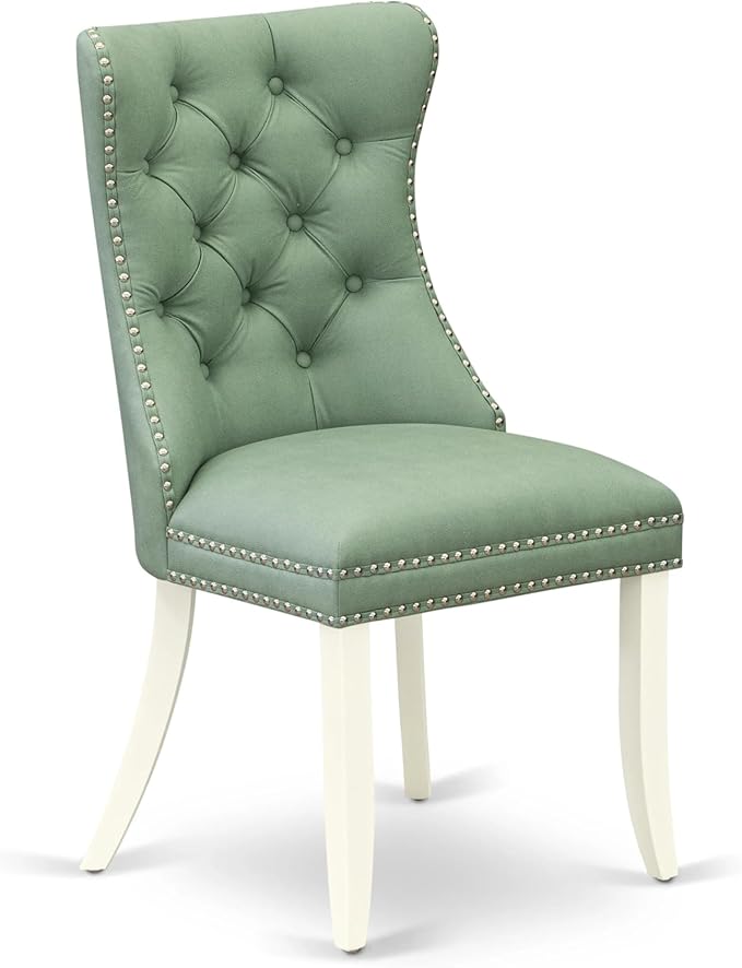 East West Furniture LGDA5-LWH-22 5 Piece Dining Room Set Consists of a Rectangle Dining Table with Butterfly Leaf and 4 Polyester Fabric Chairs, linen white