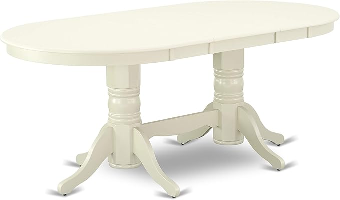 East West Furniture VAKE5-LWH-W 5 Piece Kitchen Table Set for 4 Includes an Oval Dining Room Table with Butterfly Leaf and 4 Solid Wood Seat Chairs, 40x76 Inch, Linen White