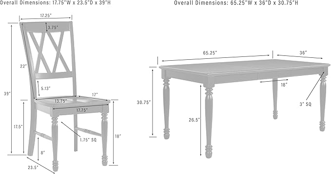 Crosley Furniture Shelby 7-Piece Traditional Dining Table Set for 6, Dinner Tables with Kitchen Chairs, Navy/Dark Cherry