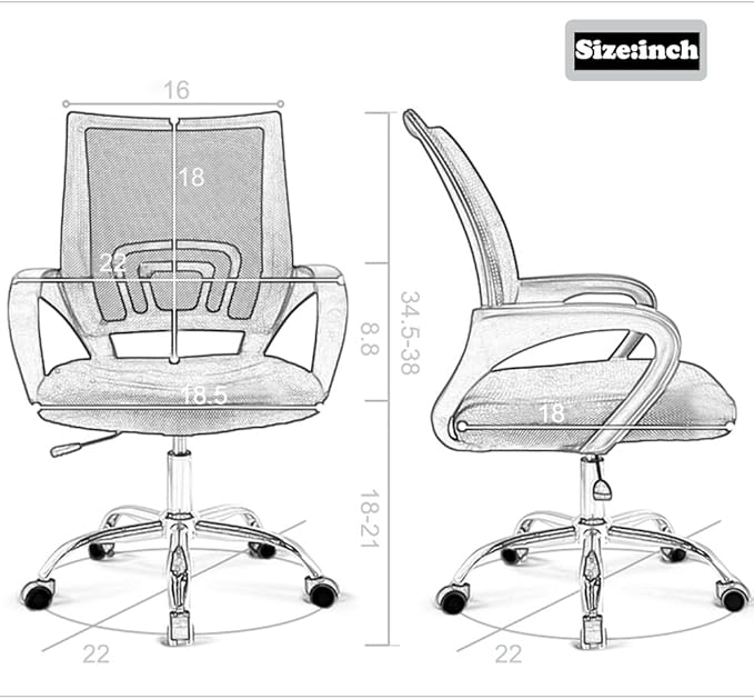 BestOffice Mesh Computer Back Support Modern Executive Adjustable Task Rolling Swivel Chair for Women,Men(2 Pack) (Black)