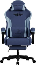 GTPLAYER Gaming Chair Fabric with Footrest, Big and Tall Game Chair High Back Computer Office Chair with Lumbar Support for Adults, Ergonomic Swivel Games Chair with Cushion Gaming Dark Blue