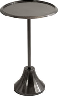 Kate and Laurel Sanzo Modern Pedestal Side Table; 15 x 15 x 24; Gray Gunmetal; Decorative End Table with Hammered Tabletop for Use as a Bedroom Nightstand or Living Room Accent Table