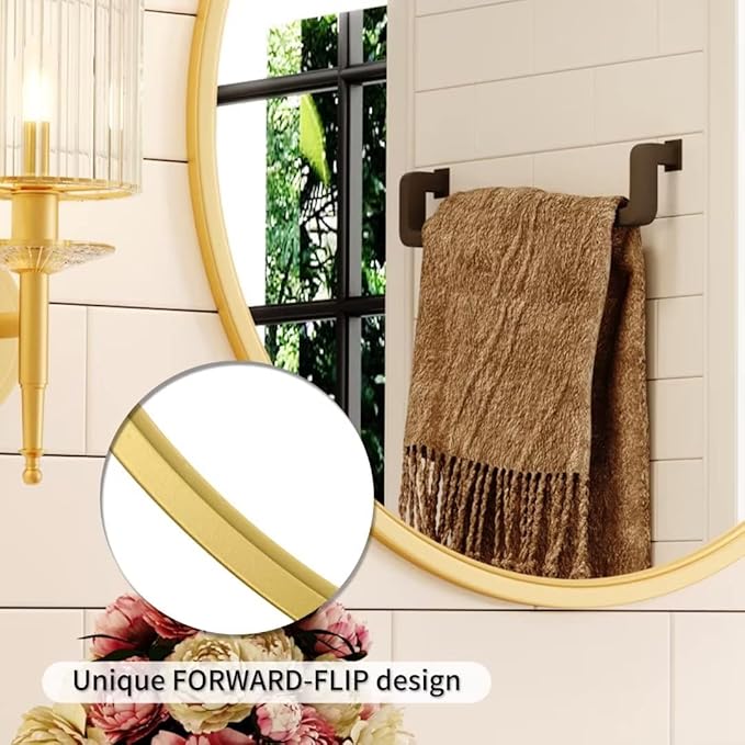 Growsun 30'' Gold Round Mirror, Circle Wall Mirror for Bathroom Vanity, Entryway Living Room with Metal Frame for Home Decor