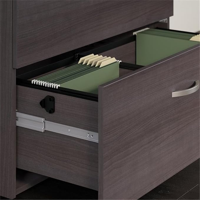 Bush Business Furniture Studio C 2 Drawer Lateral File Cabinet in Storm Gray - Assembled, Locking Document Storage for Home or Professional Office