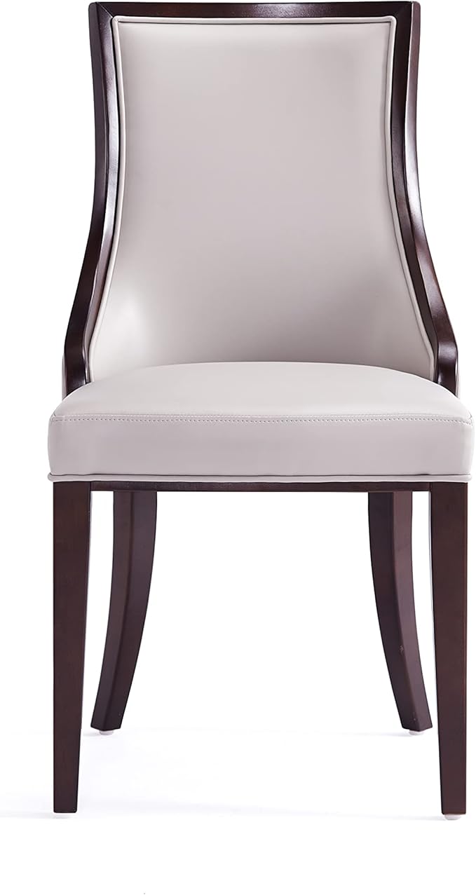 Manhattan Comfort Grand Faux Leather 8-Piece Dining Chairs in Light Grey