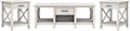 Bush Furniture Key West Coffee Table with Set of 2 End Tables in Linen White Oak