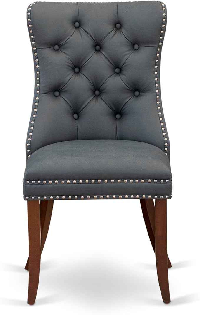East West Furniture DODA9-MAH-13 9 Piece Dining Set Includes a Rectangle Solid Wood Table with Butterfly Leaf and 8 Polyester Fabric Upholstered Chairs, 42x78 Inch, Mahogany