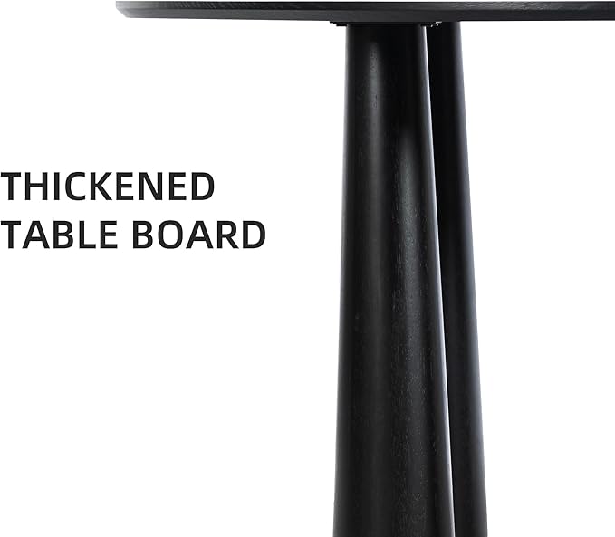 Casaphoria 45" Round Dining Table, Kitchen Table for 4 with Arc-Shaped Edge Top and Cylindrical Legs, Easy Assembly for Living Room, Dining Room, Black