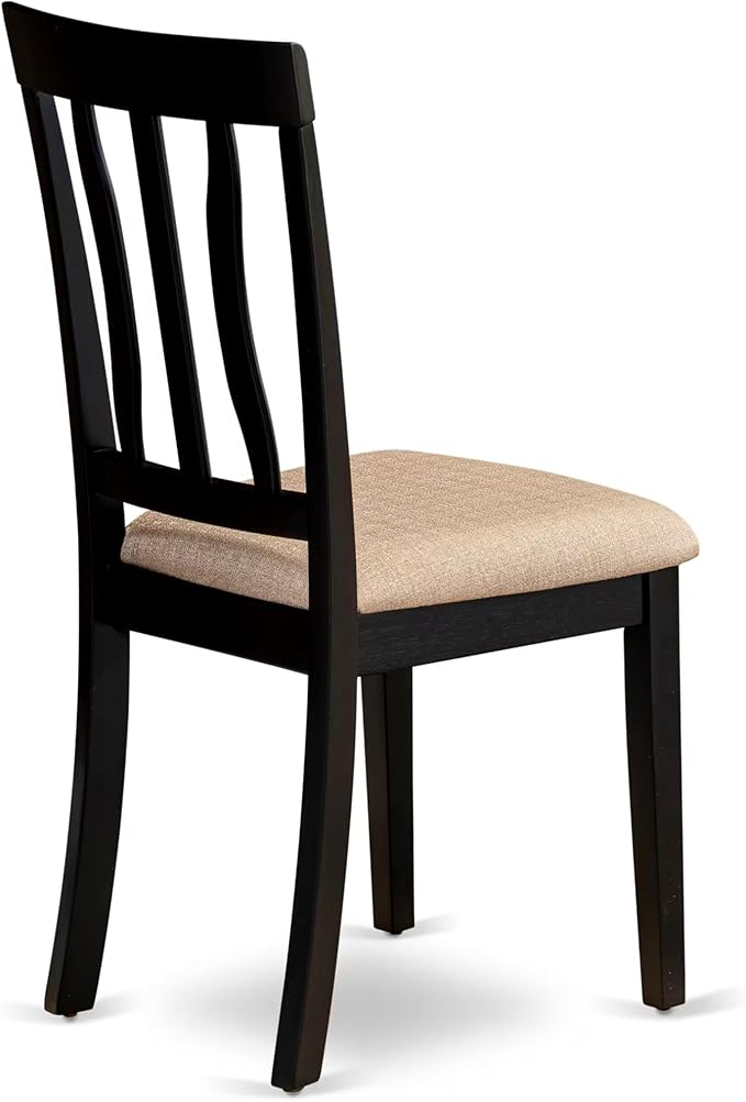 East West Furniture LGAN5-BLK-C 5 Piece Dinette Set for 4 Includes a Rectangle Dining Table with Butterfly Leaf and 4 Linen Fabric Dining Room Chairs, 42x84 Inch, Black