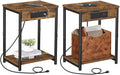 TUTOTAK Night Stand with Charging Station, Set of 2, End Table, Side Table with USB, 21.8”H Nightstand with Storage Shelf, Sofa Couch Table TB01BB029 (2 pcs)