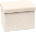 16.5 Folding Storage Ottoman Cube - Small Footrest with Sherpa Top, Multi-Functional Storage for Bedroom, Living Room,White