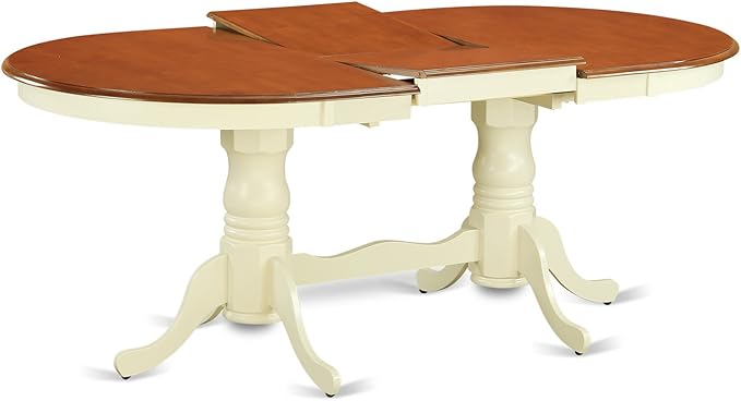 East West Furniture PLAV5-WHI-W 5 Piece Dining Room Table Set Includes an Oval Kitchen Table with Butterfly Leaf and 4 Dining Chairs, 42x78 Inch, Buttermilk & Cherry