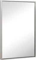 Hamilton Hills 24x36 inch Polished Silver Metal Framed Wall Mounted Mirror - Large Rectangular Wall Mirrors for Bathroom - 1/2 inch Floating Frame Vanity Nickel Glass - Hangs Horizontal or Vertical
